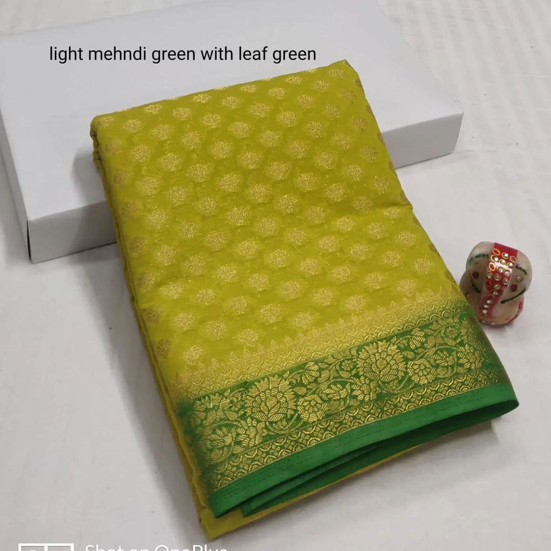 Ritika Gold Zari Pure Khadi Georgette Sarees Catalog